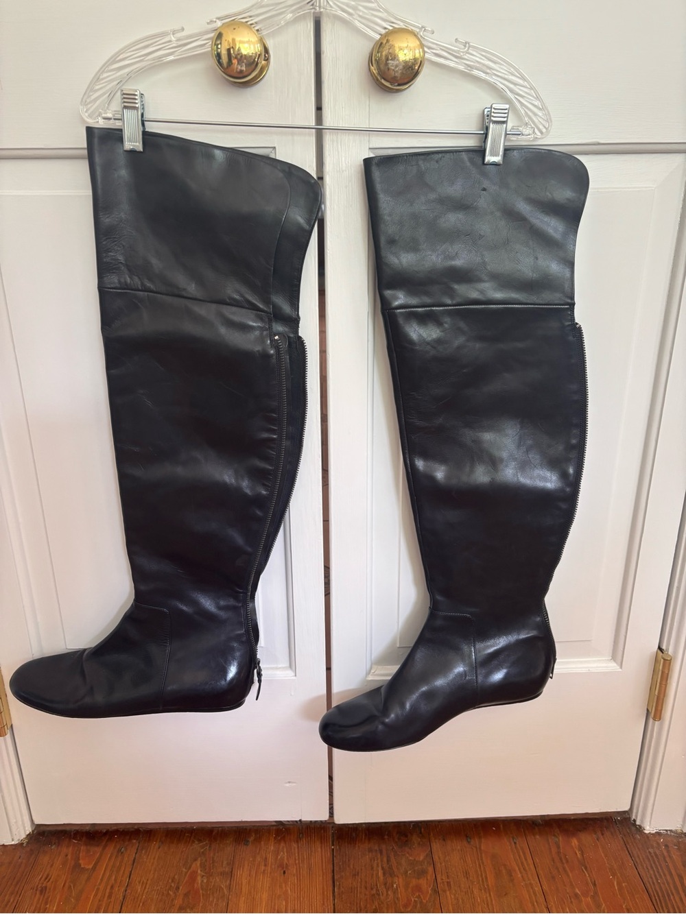 Vera Wang Lavender Label Black Over-the-Knee Leather Boots